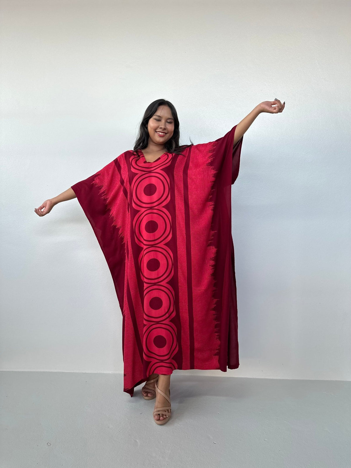 Mala Handworks Luna Kaftan in Merlot Echoeye Pattern