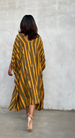 MALA handworks Luna Kaftan in Olive Green and Pattern Silkscreen