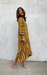 MALA handworks Luna Kaftan in Olive Green and Pattern Silkscreen
