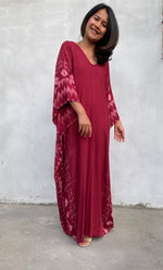 MALA handworks Luna Kaftan in Red and Pattern Silkscreen