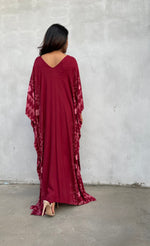 MALA handworks Luna Kaftan in Red and Pattern Silkscreen