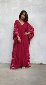 MALA handworks Luna Kaftan in Red and Pattern Silkscreen