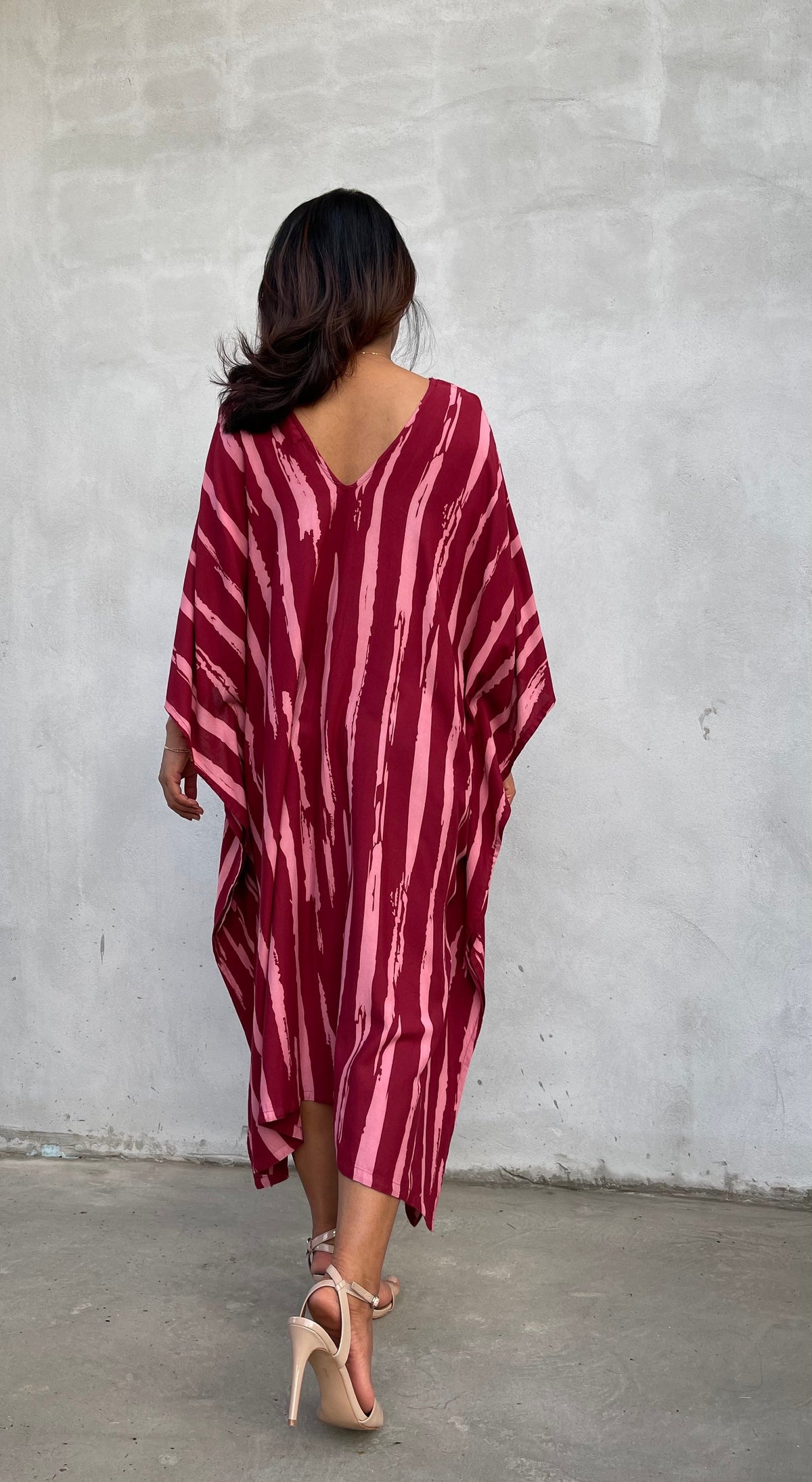 MALA handworks Luna Kaftan in Red and Pattern Silkscreen