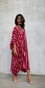 MALA handworks Luna Kaftan in Red and Pattern Silkscreen