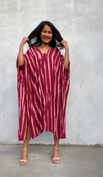 MALA handworks Luna Kaftan in Red and Pattern Silkscreen