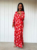 Mala Handworks Luna Orbs Kaftan in Red