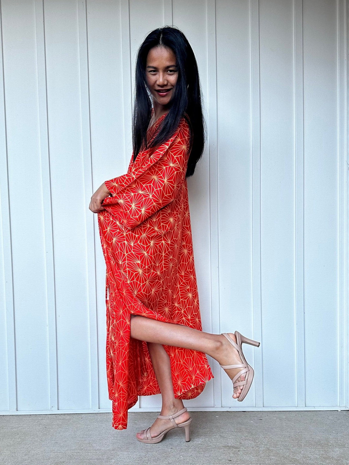 Mala Handworks Luna Prism Mosaic Kaftan in Orange