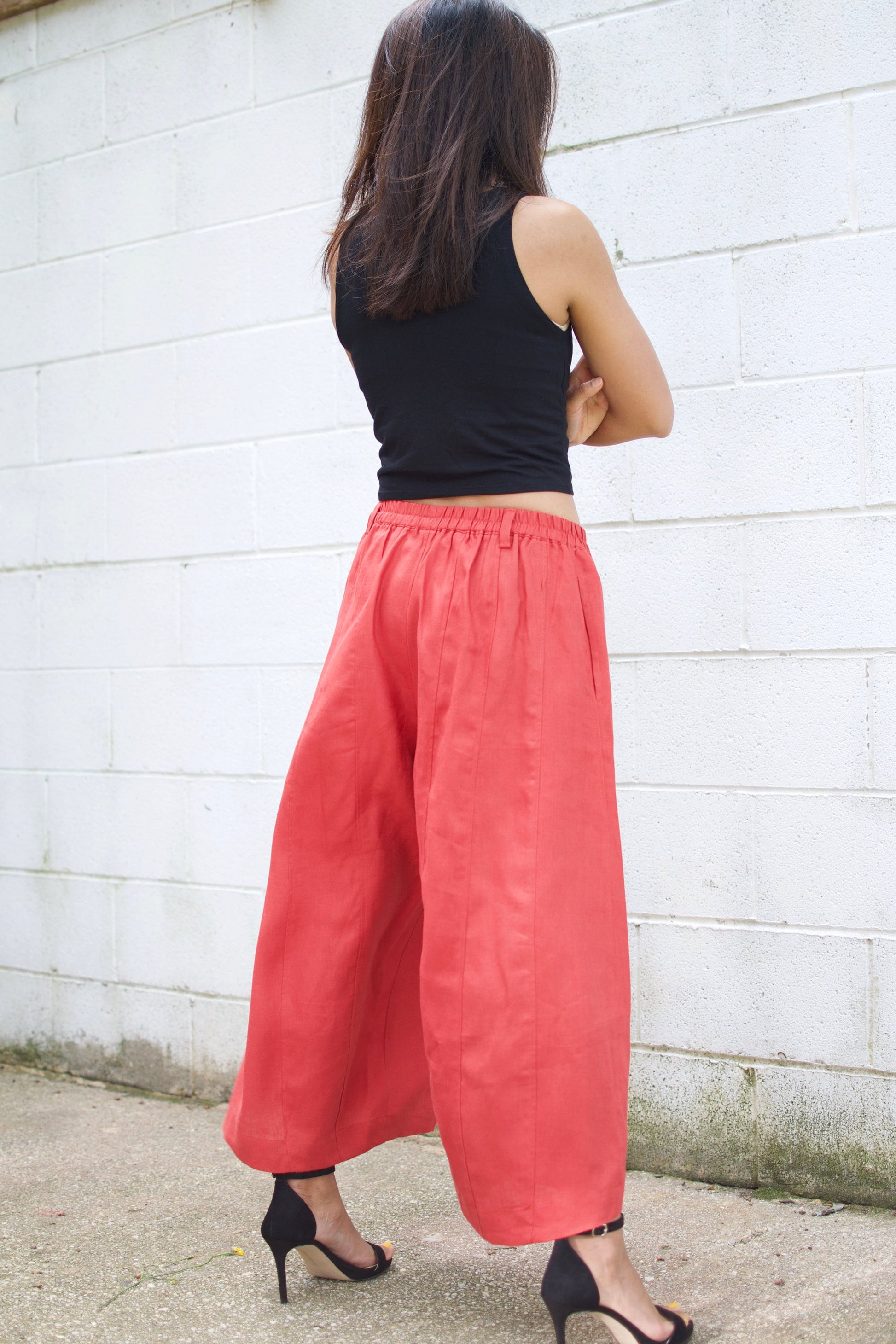 MALA handworks  Lyla Linen pants in Red Linen