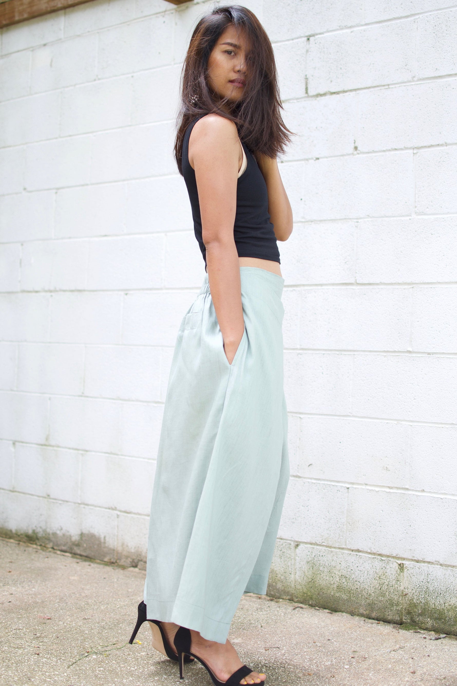 MALA handworks  Lyla Linen pants in Sage Gray