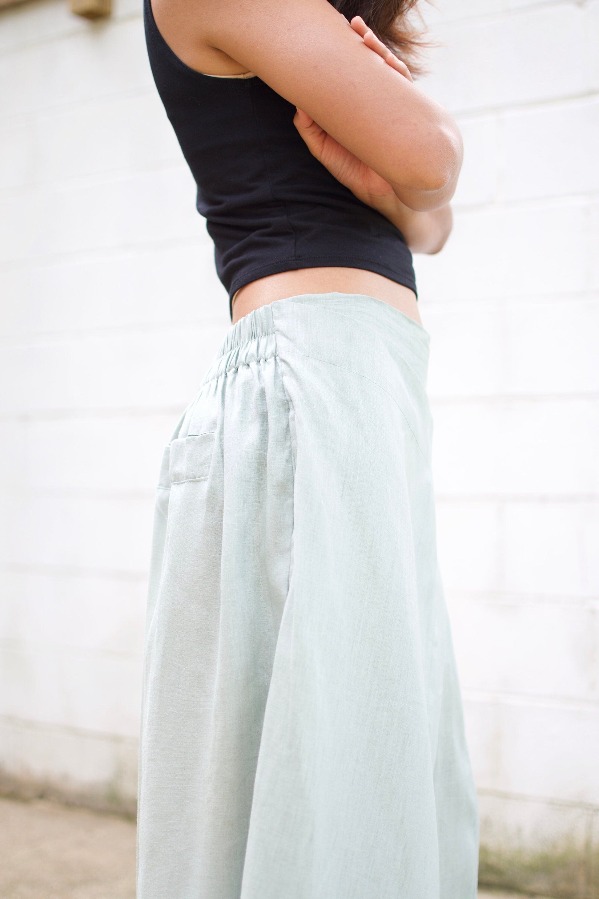 MALA handworks  Lyla Linen pants in Sage Gray
