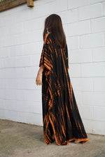MALA handworks  Mala Kaftan in Black and Dark Orange Tie Dye
