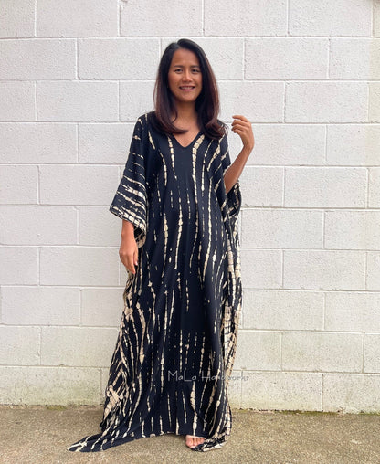 MALA handworks  Mala Kaftan in Black Tie Dye