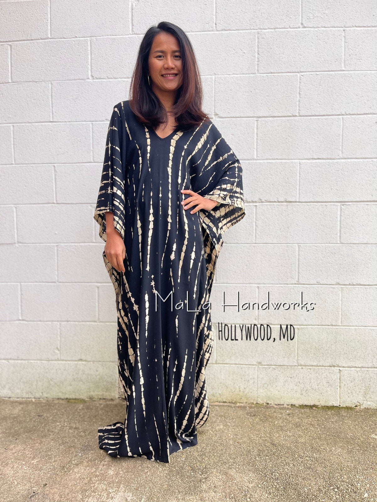 MALA handworks  Mala Kaftan in Black Tie Dye
