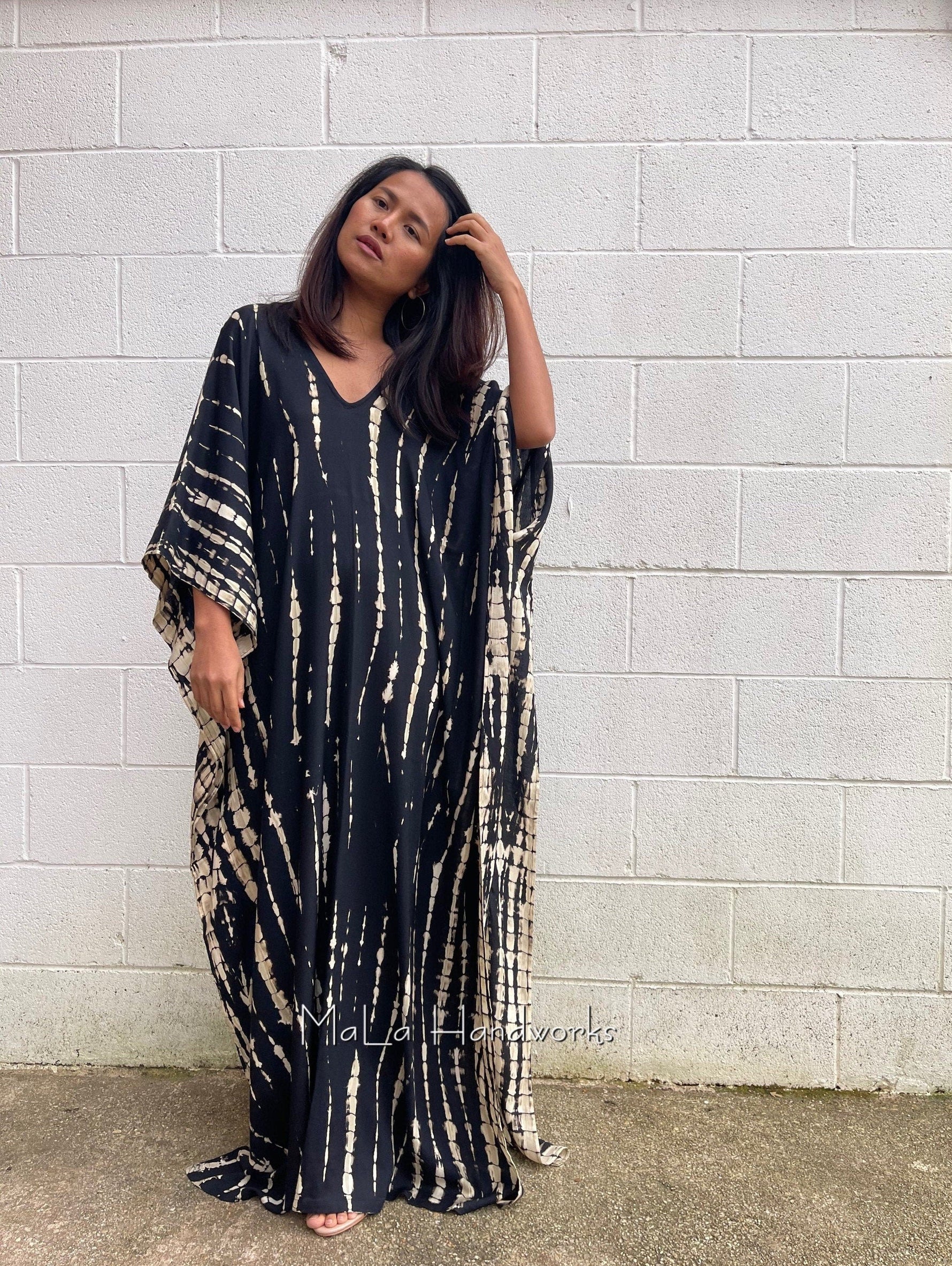 MALA handworks  Mala Kaftan in Black Tie Dye