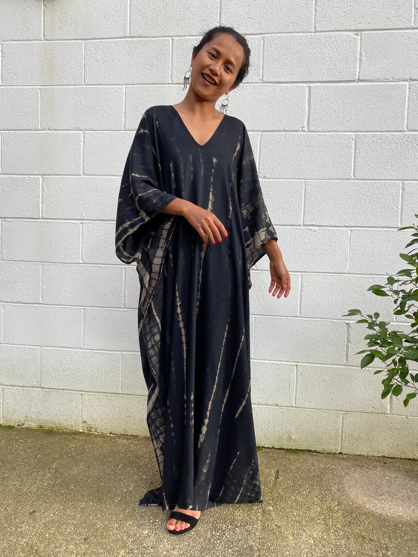 MALA handworks  Mala Kaftan in Black Tie Dye