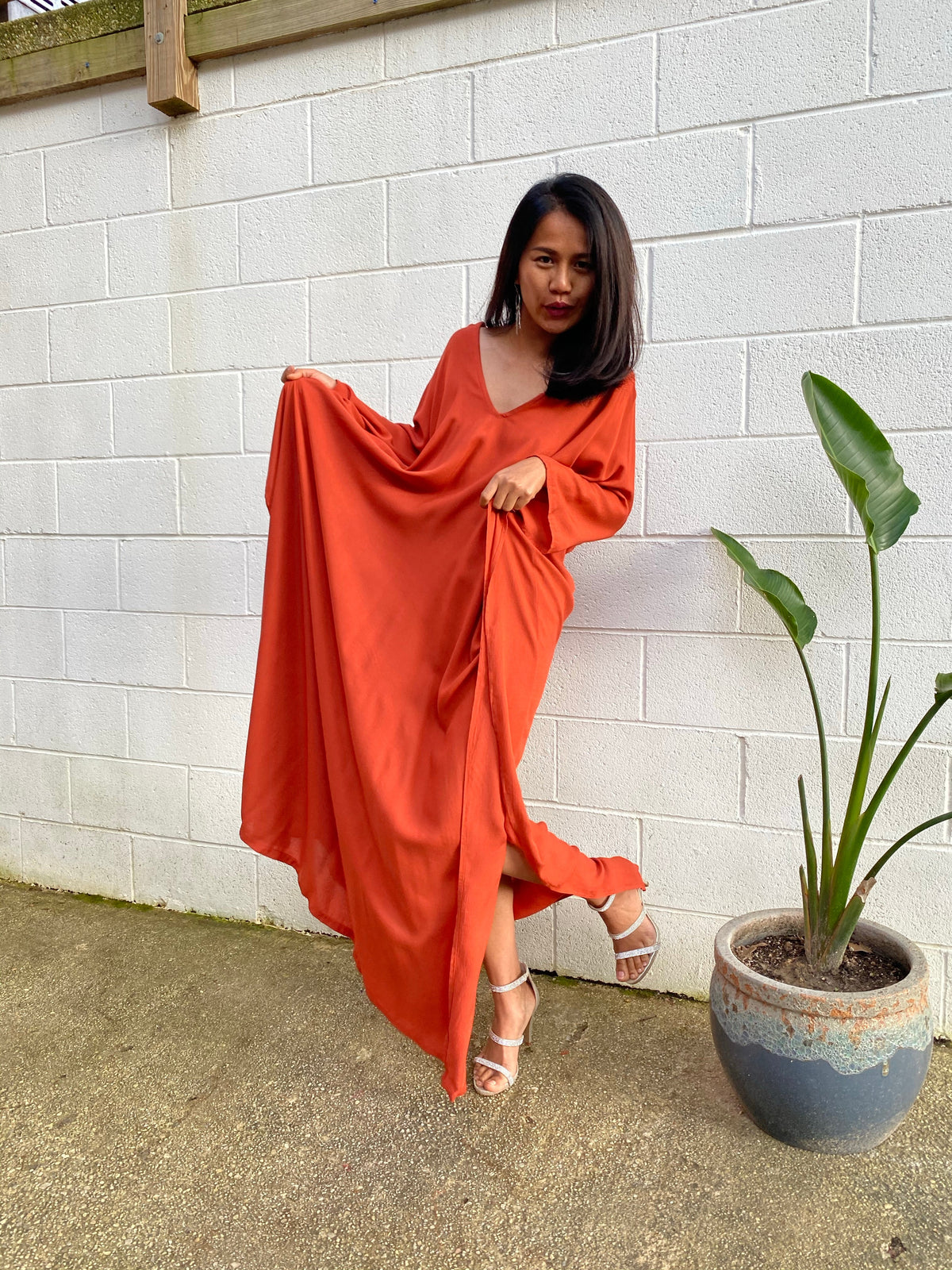 MALA handworks Mala Kaftan in Brick Orange