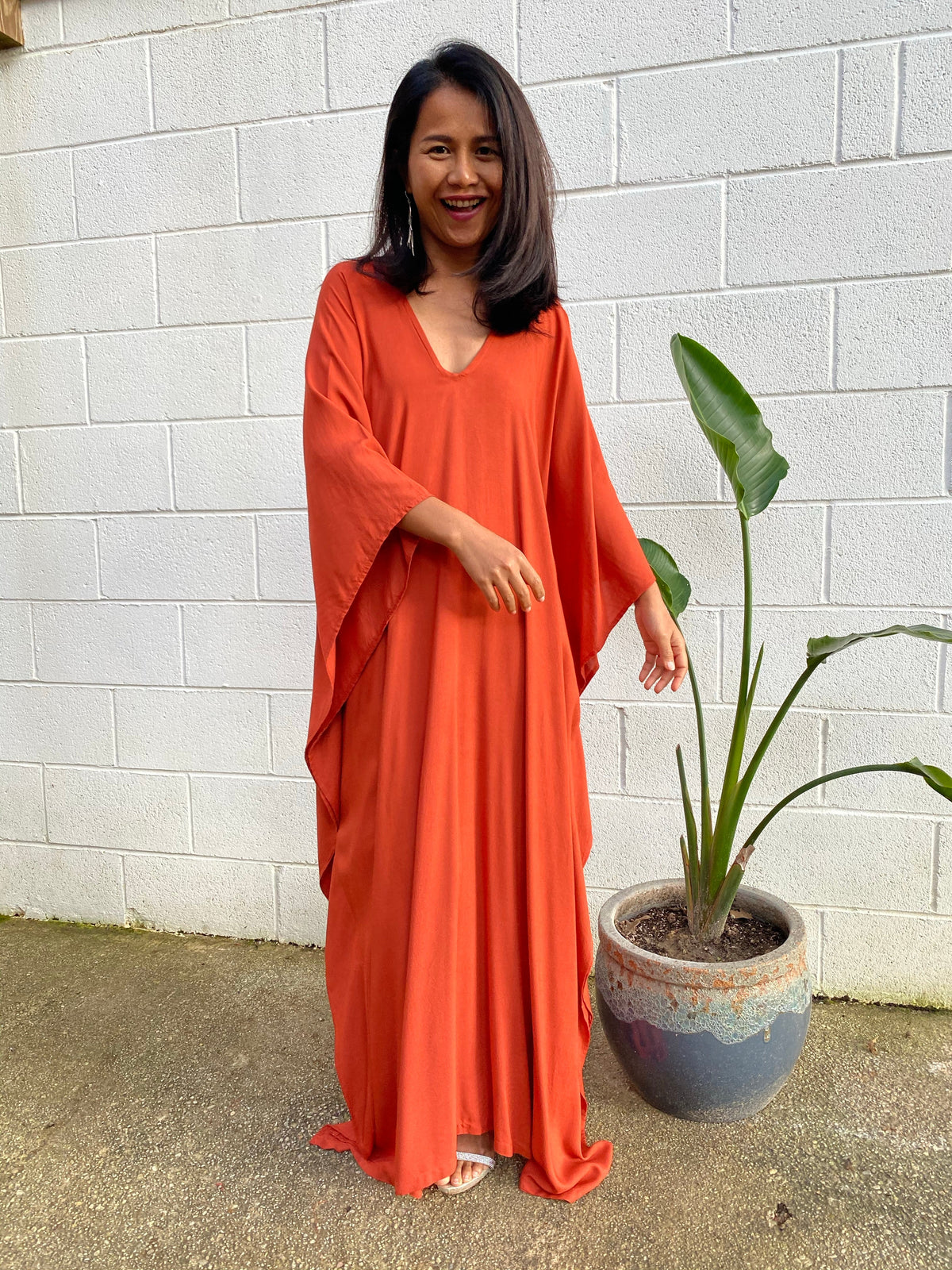 MALA handworks Mala Kaftan in Brick Orange