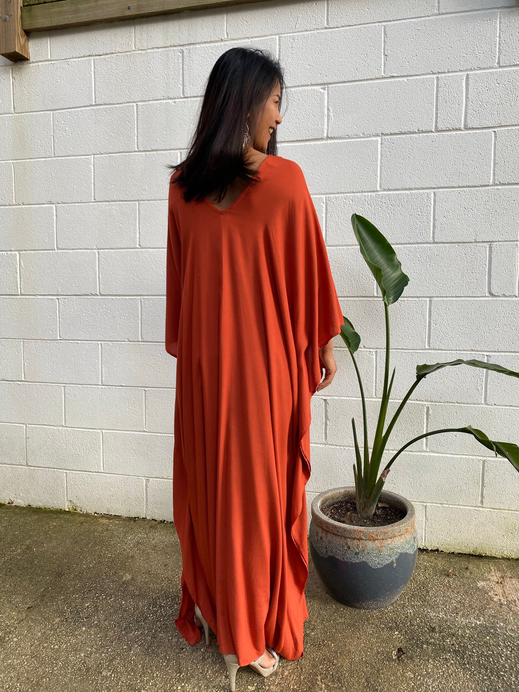 MALA handworks Mala Kaftan in Brick Orange