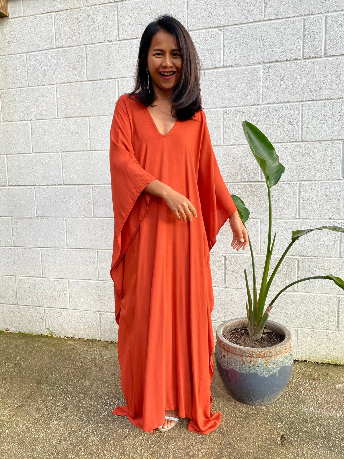 MALA handworks Mala Kaftan in Brick Orange