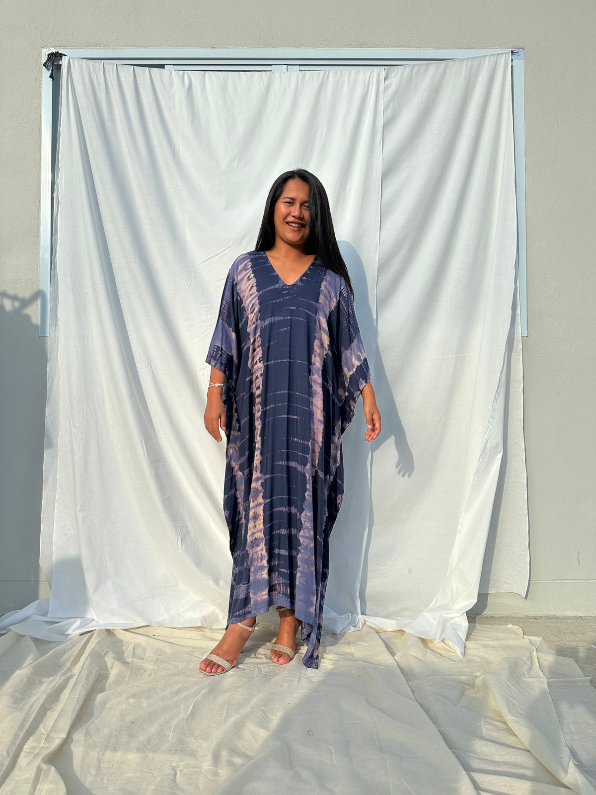 MALA handworks MaLa Kaftan in Dark Blue and Lavender