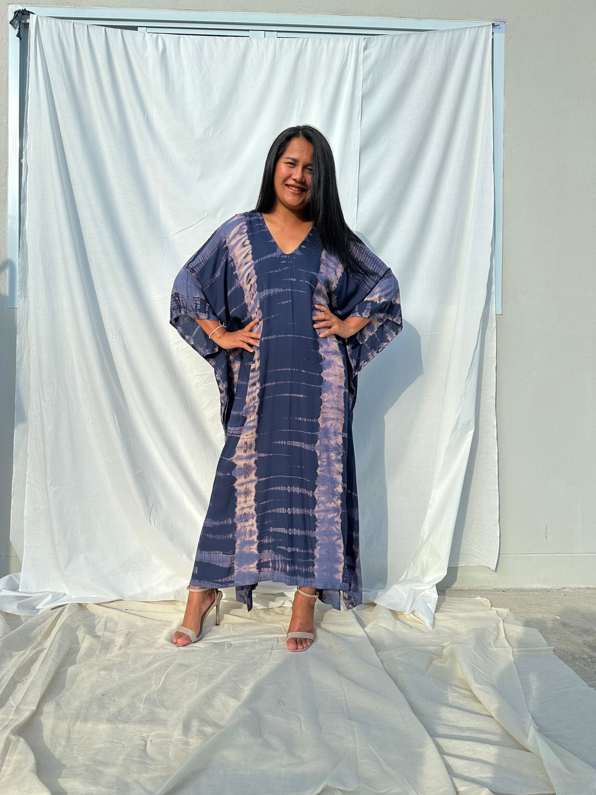MALA handworks MaLa Kaftan in Dark Blue and Lavender