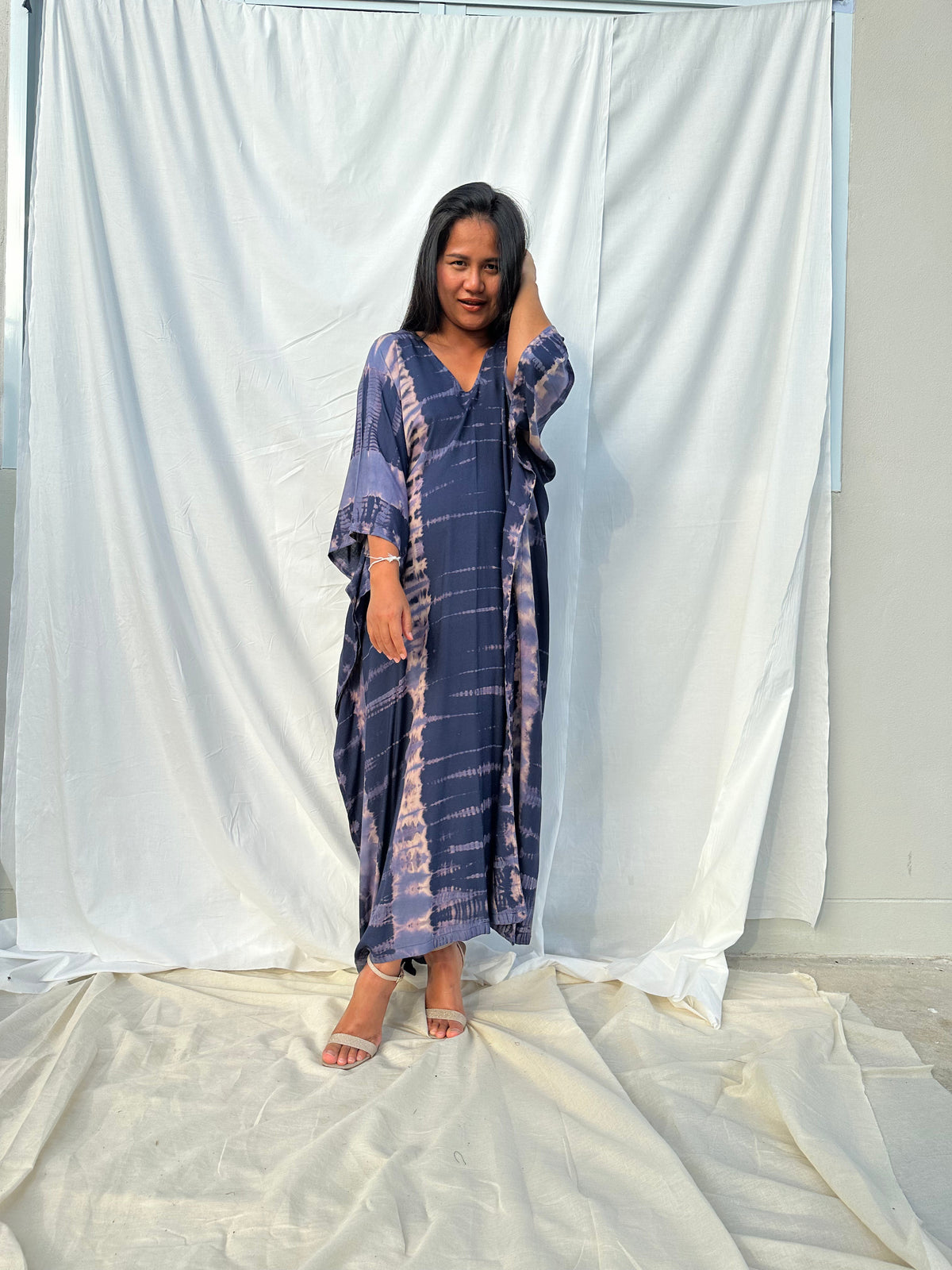 MALA handworks MaLa Kaftan in Dark Blue and Lavender