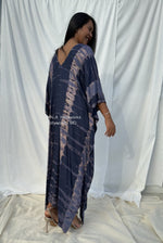 Mala Kaftan in Dark Blue with Lilac Tie Dye - Radiance Pattern-A-124-50-Mala Handworks
