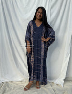 Mala Kaftan in Dark Blue with Lilac Tie Dye - Radiance Pattern-A-124-50-Mala Handworks
