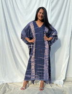 Mala Kaftan in Dark Blue with Lilac Tie Dye - Radiance Pattern-A-124-50-Mala Handworks