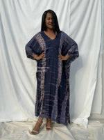 Mala Kaftan in Dark Blue with Lilac Tie Dye - Radiance Pattern-A-124-50-Mala Handworks