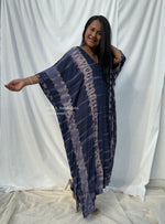 Mala Kaftan in Dark Blue with Lilac Tie Dye - Radiance Pattern-A-124-50-Mala Handworks