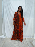 MALA handworks MaLa Kaftan in Earthy Red and Umber Brown Tie Dye