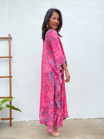 MALA handworks Mala Kaftan in Fuchsia and Gray Purple Tie Dye