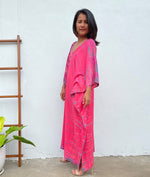 MALA handworks Mala Kaftan in Fuchsia and Gray Purple Tie Dye