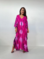 Mala Kaftan in Fuchsia & Black Tie Dye-A-156-Mala Handworks