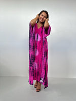Mala Kaftan in Fuchsia & Black Tie Dye-A-156-Mala Handworks