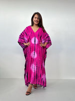 Mala Kaftan in Fuchsia & Black Tie Dye-A-156-Mala Handworks
