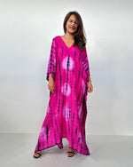 Mala Kaftan in Fuchsia & Black Tie Dye-A-156-Mala Handworks