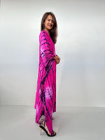 Mala Kaftan in Fuchsia & Black Tie Dye-A-156-Mala Handworks