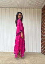 Mala Kaftan in Fuchsia with Purple Tie Dye - Gemini Pattern-A-11-48-Mala Handworks