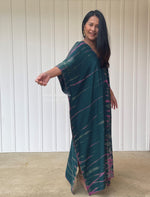 MALA handworks  Mala Kaftan in Green and Fuchsia Tie Dye