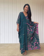 MALA handworks  Mala Kaftan in Green and Fuchsia Tie Dye