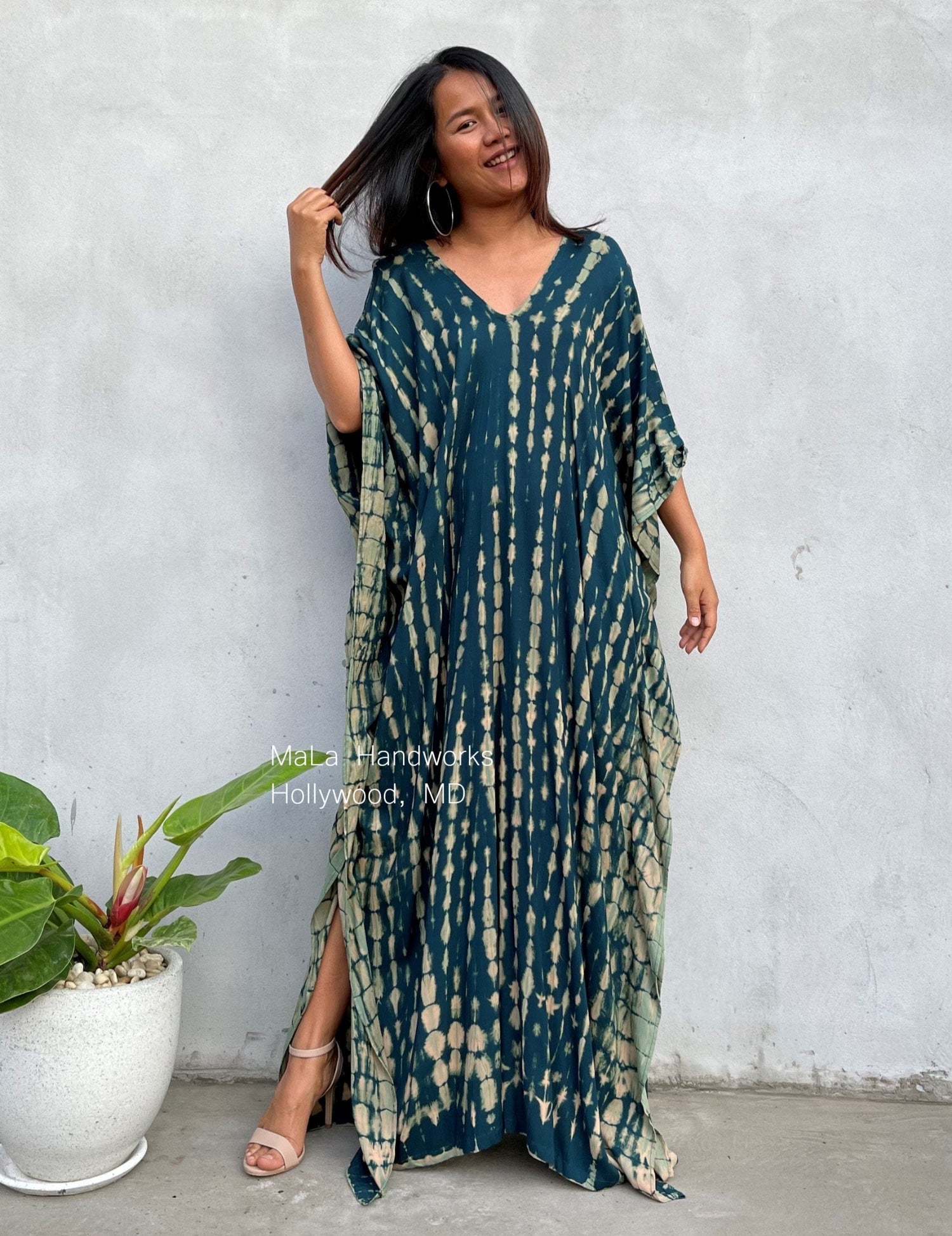 MALA handworks  Mala Kaftan in Green Tie Dye