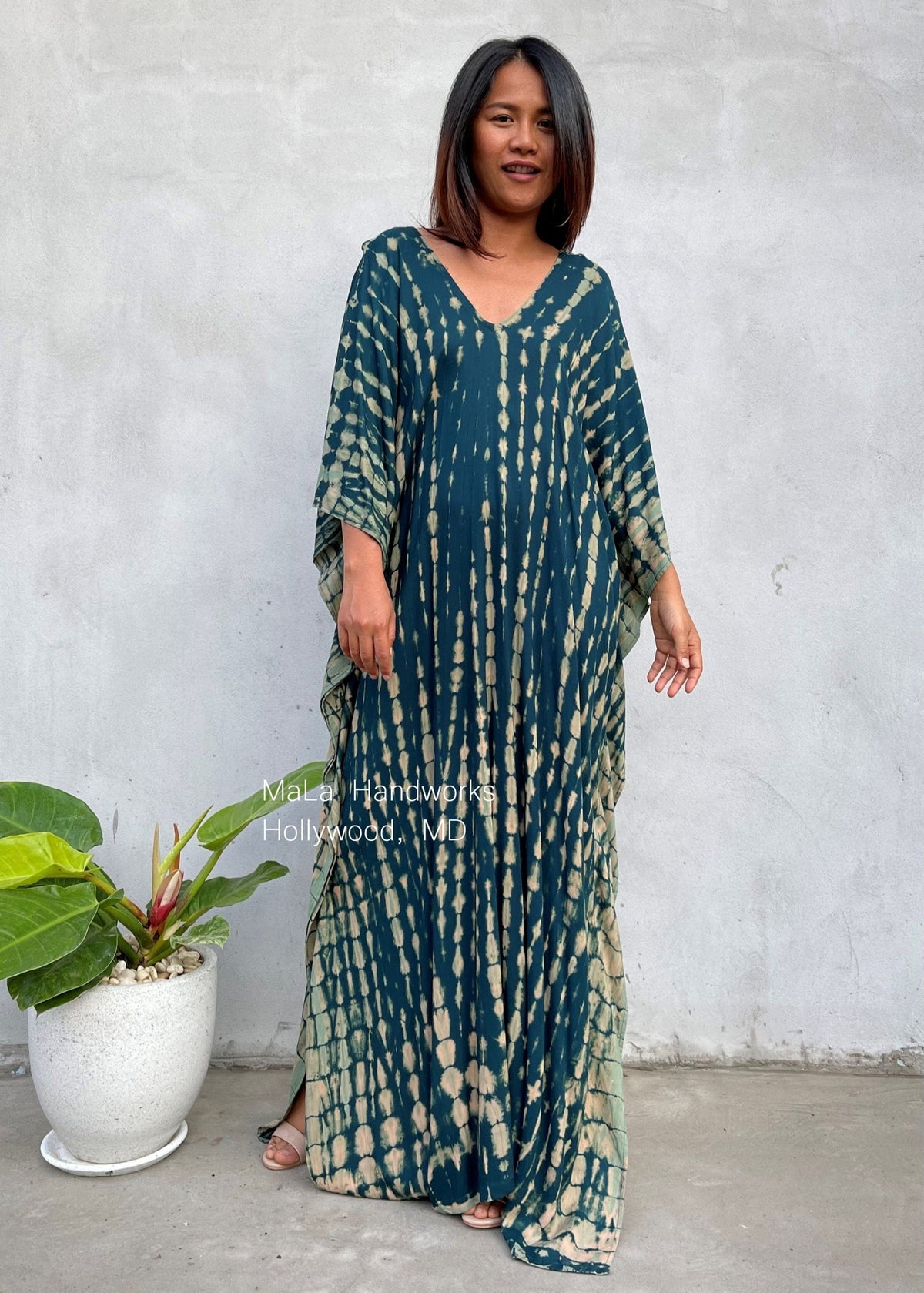 MALA handworks  Mala Kaftan in Green Tie Dye