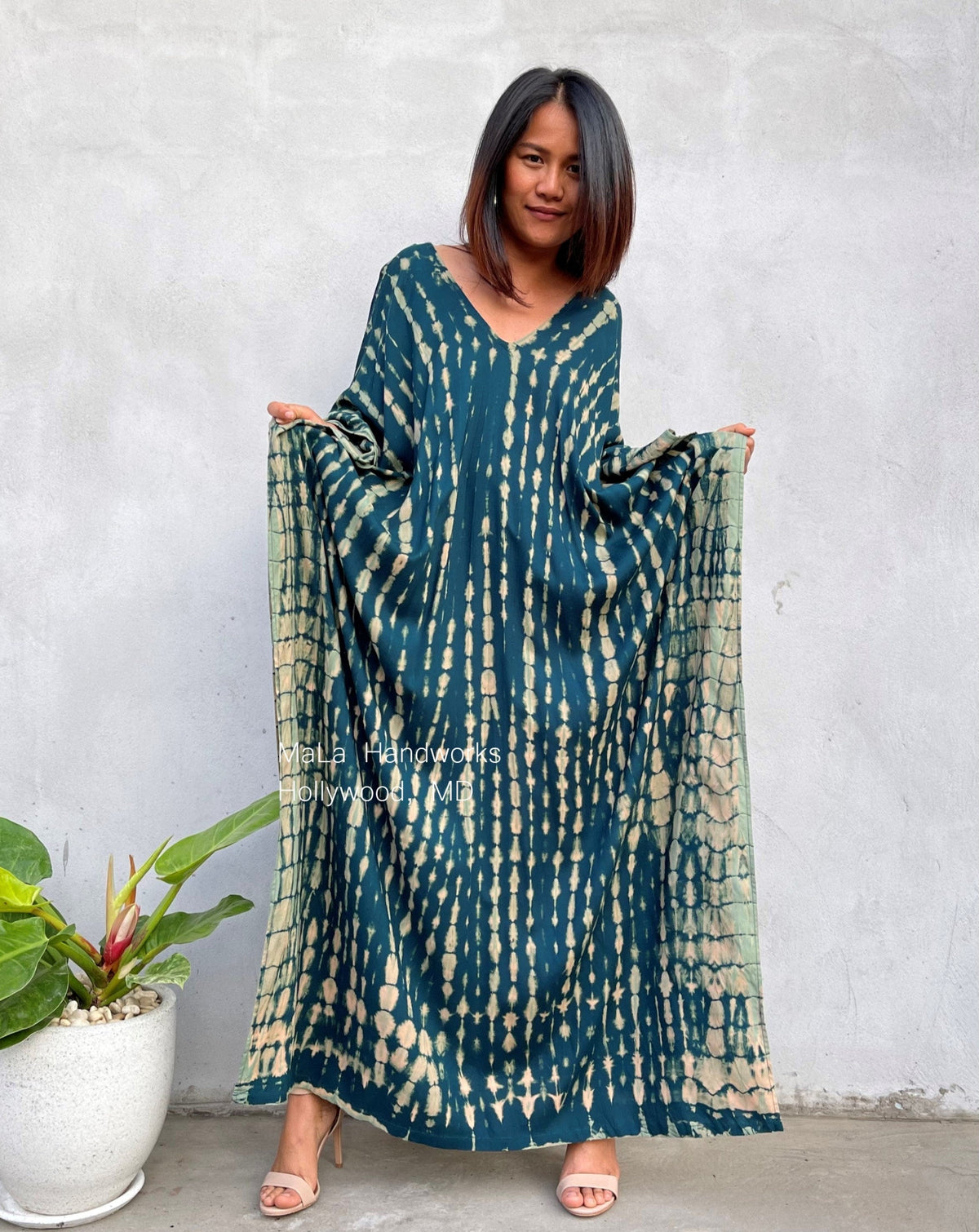 MALA handworks  Mala Kaftan in Green Tie Dye