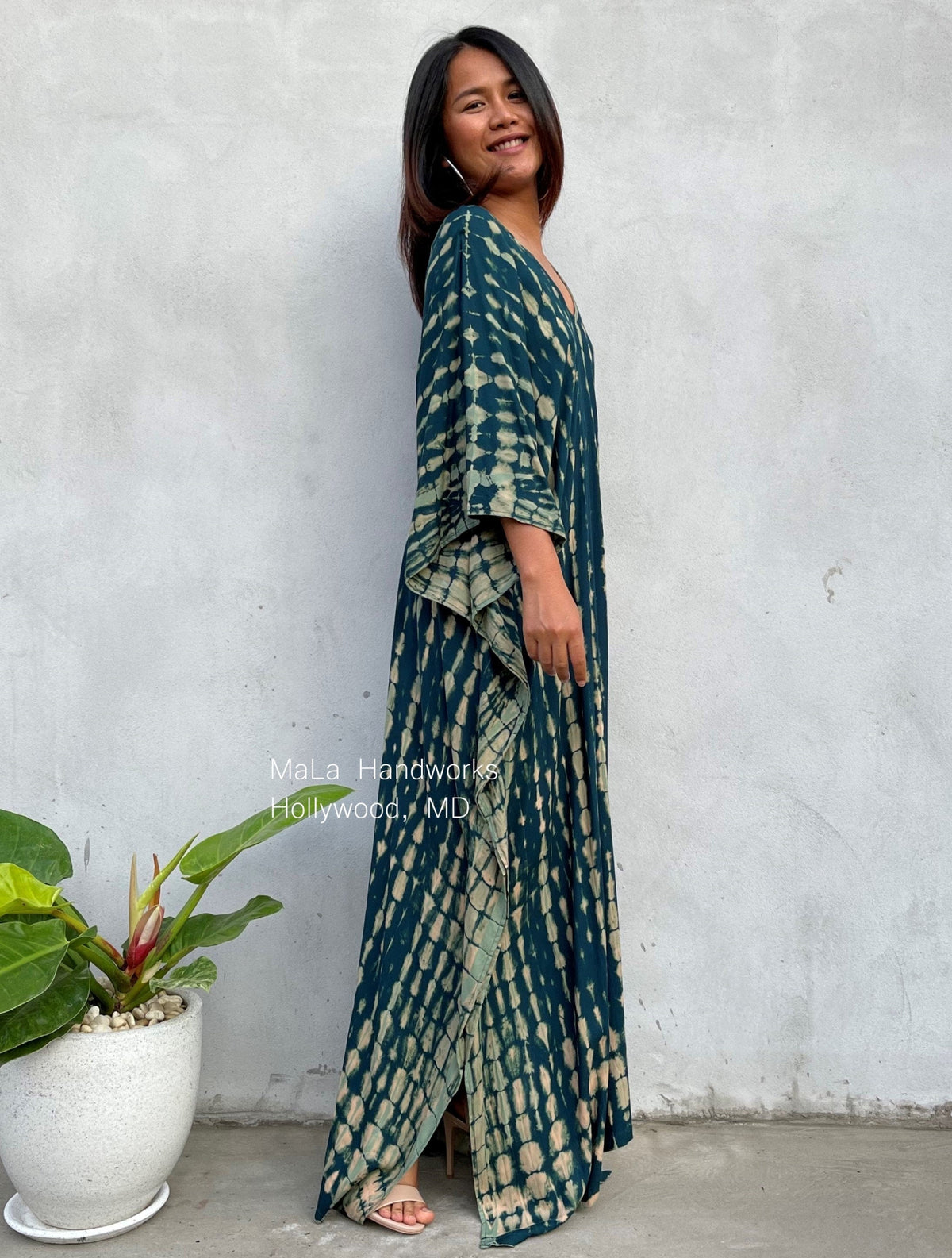 MALA handworks  Mala Kaftan in Green Tie Dye