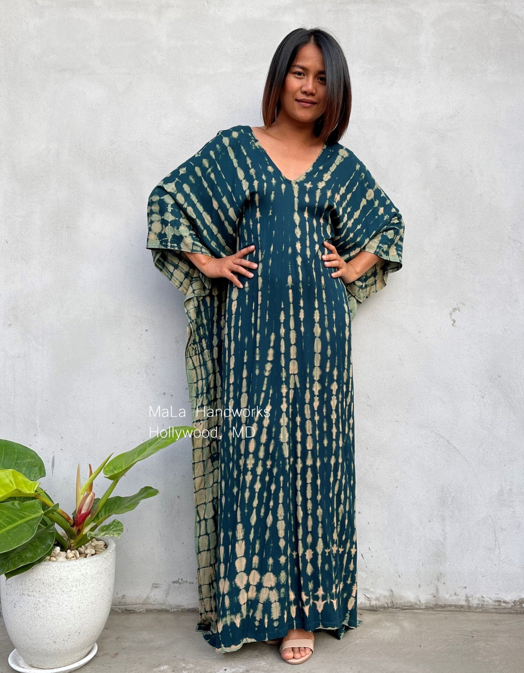 MALA handworks  Mala Kaftan in Green Tie Dye