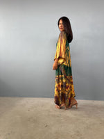 Mala Kaftan in Green & Yellow Tie Dye - Aurora Pattern-A-146-45-Mala Handworks