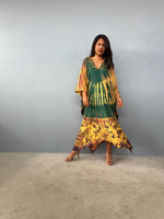 Mala Kaftan in Green & Yellow Tie Dye - Aurora Pattern-A-146-45-Mala Handworks