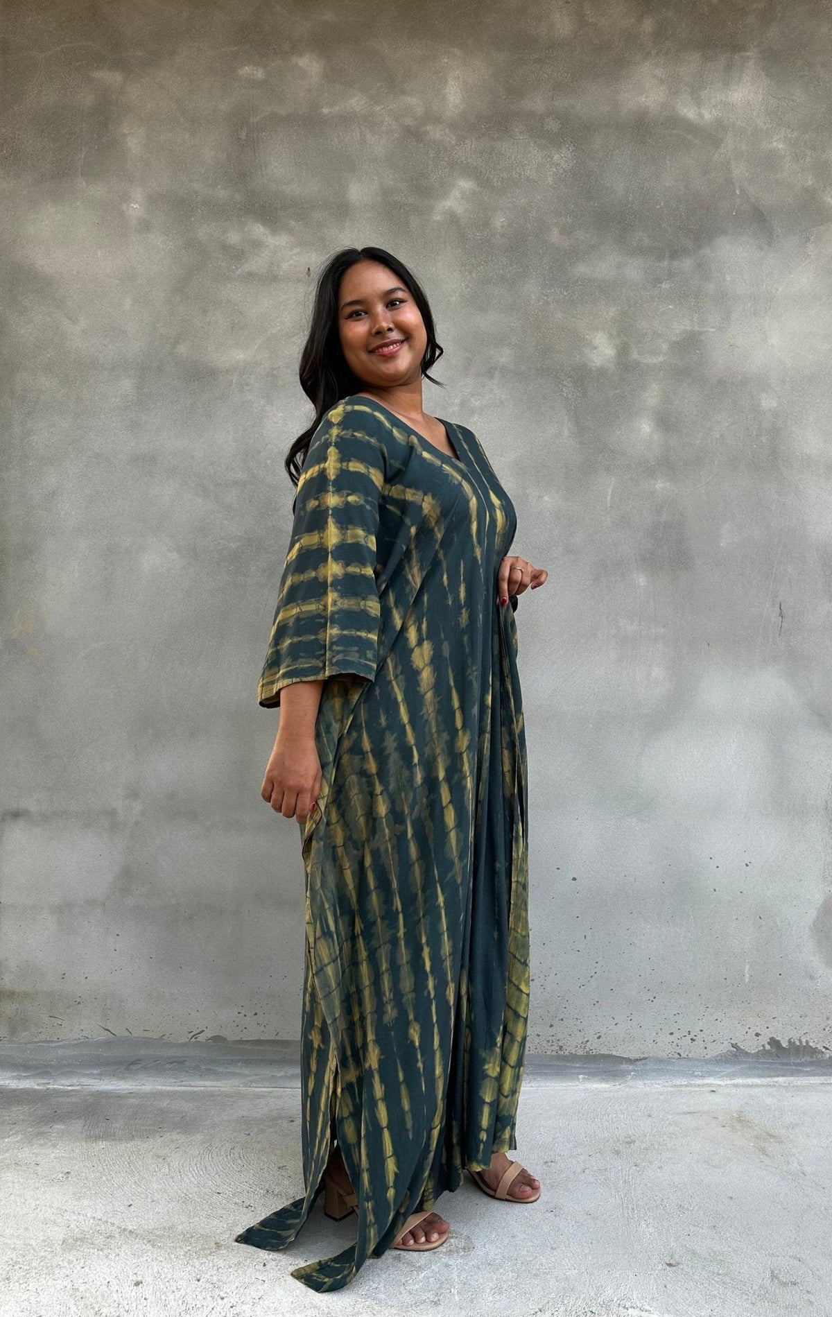 Mala Kaftan in Jade Tie Dye-A-127-50-Mala Handworks
